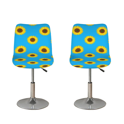 Blue Cute Sunflower Pattern Print Bar Stool Covers