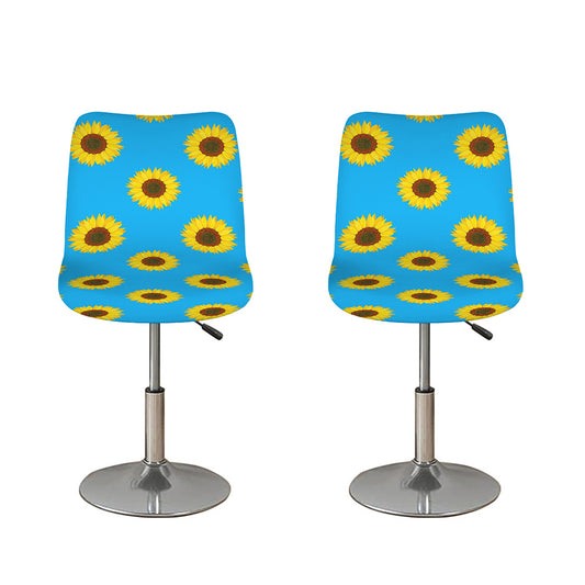 Blue Cute Sunflower Pattern Print Bar Stool Covers
