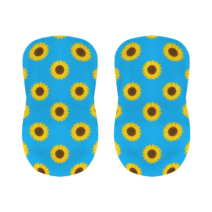 Blue Cute Sunflower Pattern Print Bar Stool Covers