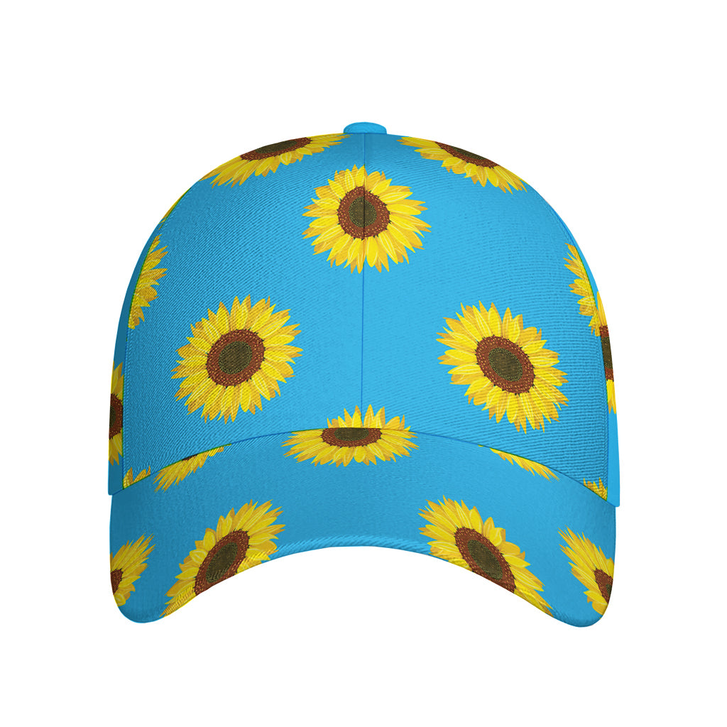 Blue Cute Sunflower Pattern Print Baseball Cap