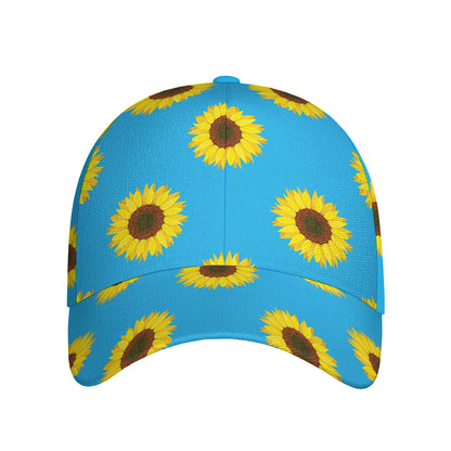Blue Cute Sunflower Pattern Print Baseball Cap