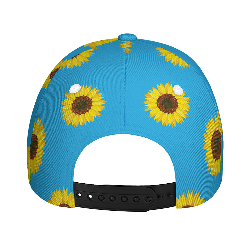 Blue Cute Sunflower Pattern Print Baseball Cap