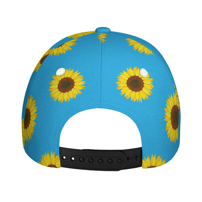 Blue Cute Sunflower Pattern Print Baseball Cap