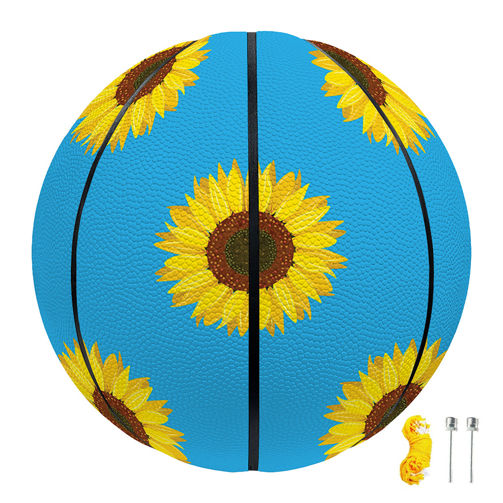 Blue Cute Sunflower Pattern Print Basketball