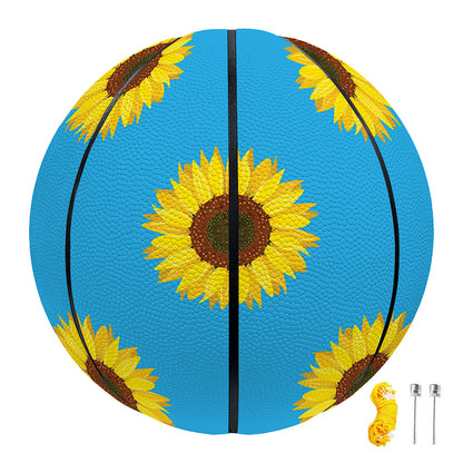 Blue Cute Sunflower Pattern Print Basketball