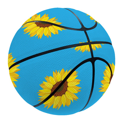 Blue Cute Sunflower Pattern Print Basketball