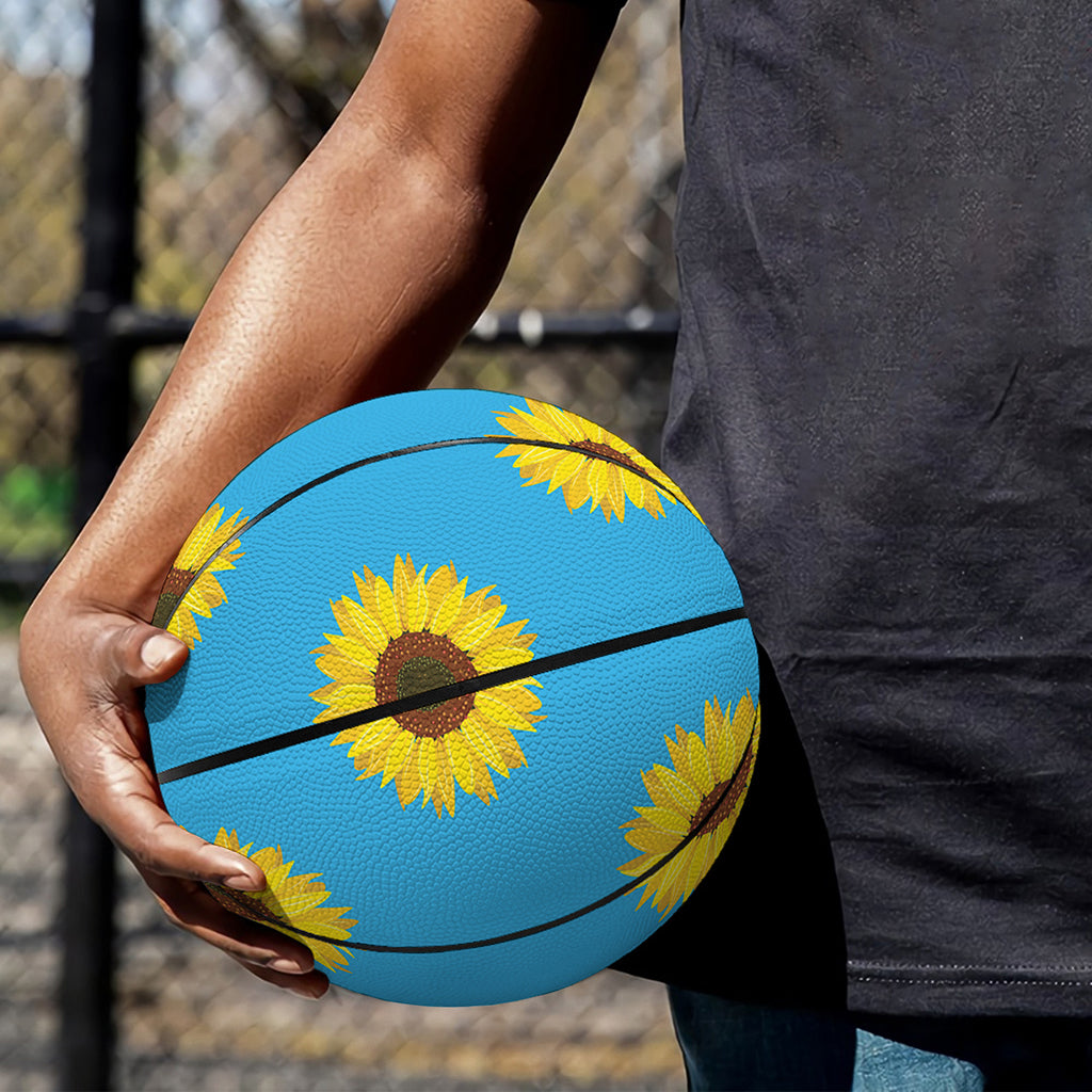 Blue Cute Sunflower Pattern Print Basketball