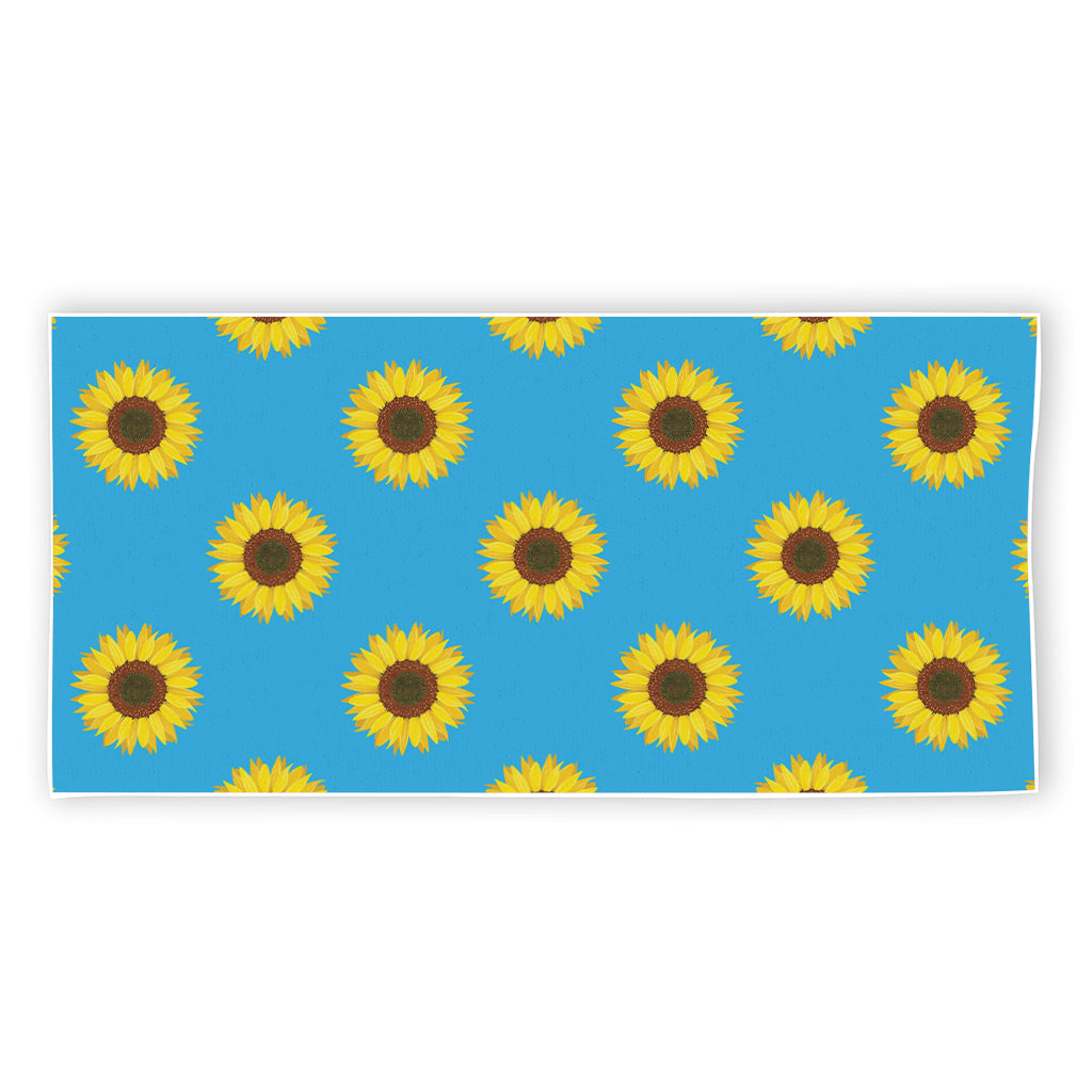 Blue Cute Sunflower Pattern Print Beach Towel
