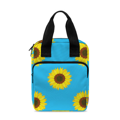 Blue Cute Sunflower Pattern Print Bible Tote Bag