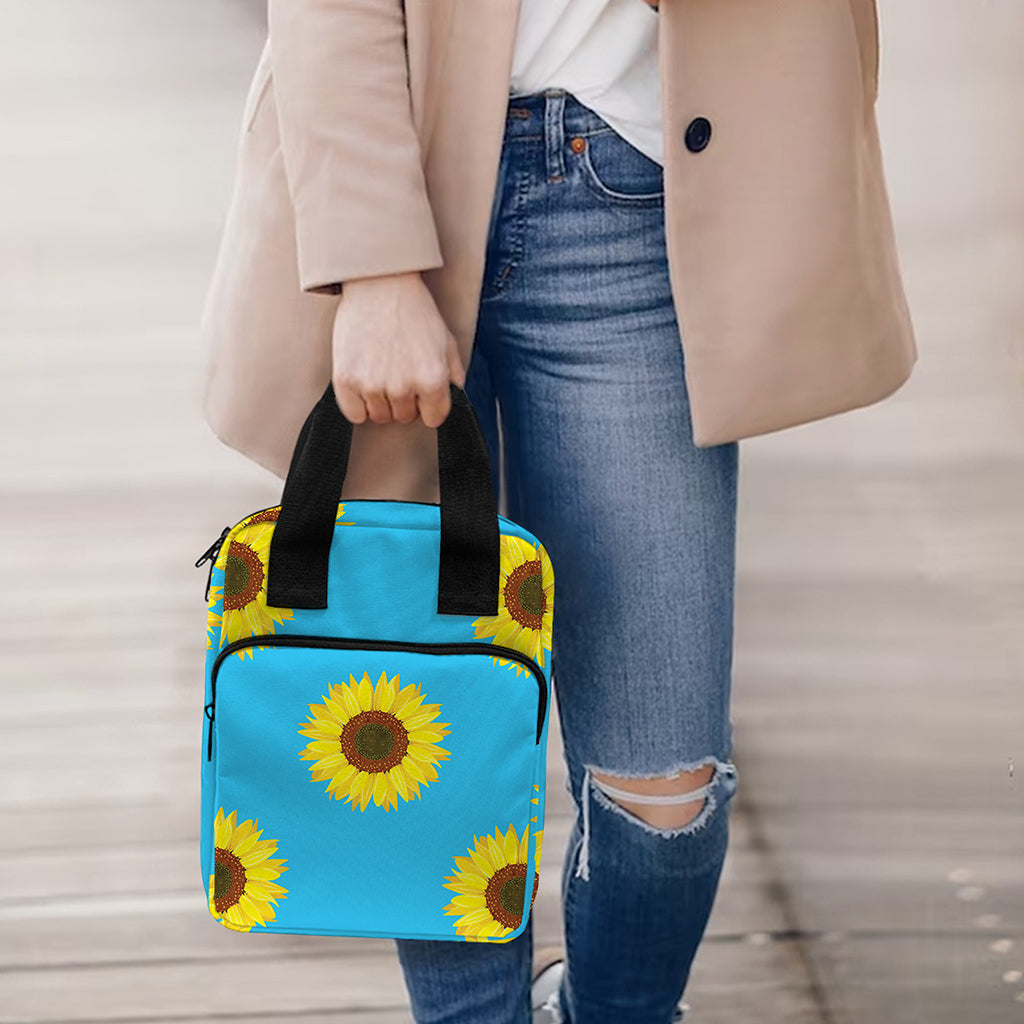 Blue Cute Sunflower Pattern Print Bible Tote Bag