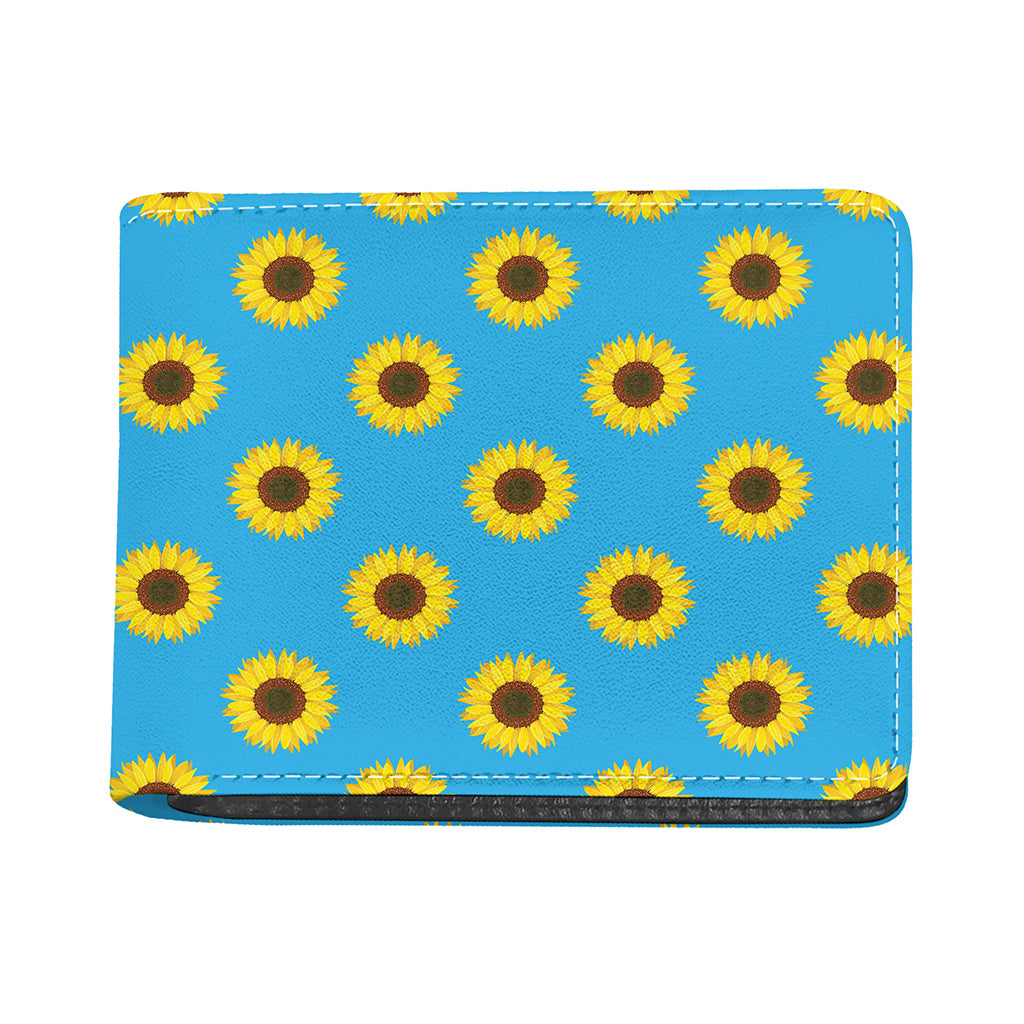 Blue Cute Sunflower Pattern Print Bifold Wallet
