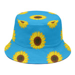 Blue Cute Sunflower Pattern Print Bucket Hat