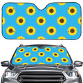 Blue Cute Sunflower Pattern Print Car Windshield Sun Shade