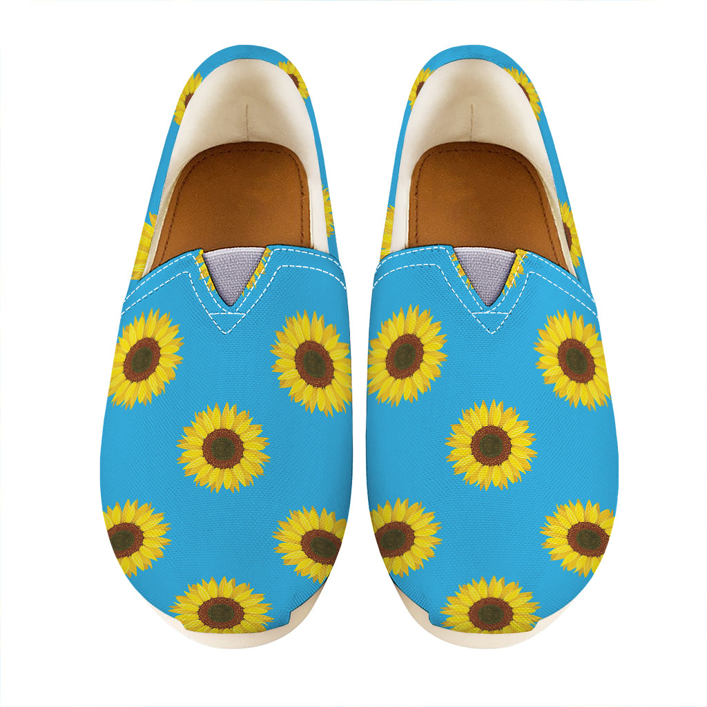 Blue Cute Sunflower Pattern Print Casual Shoes