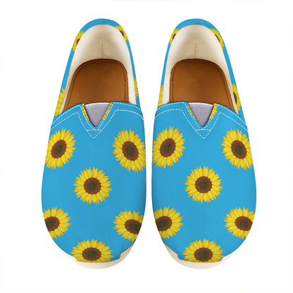 Blue Cute Sunflower Pattern Print Casual Shoes