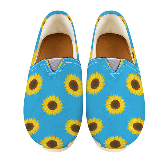 Blue Cute Sunflower Pattern Print Casual Shoes
