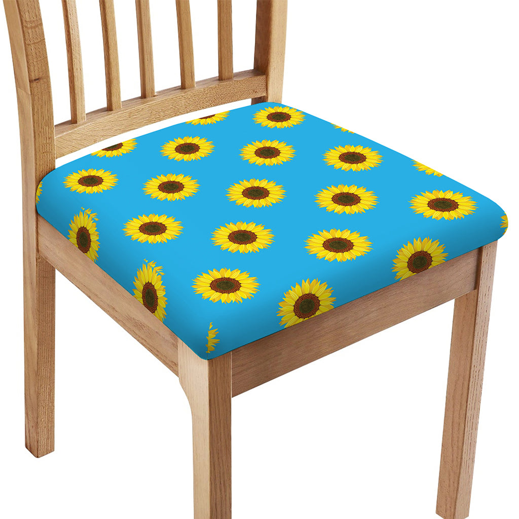 Blue Cute Sunflower Pattern Print Chair Cushion Cover