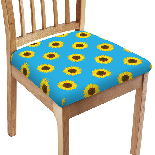 Blue Cute Sunflower Pattern Print Chair Cushion Cover