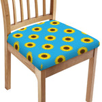 Blue Cute Sunflower Pattern Print Chair Cushion Cover