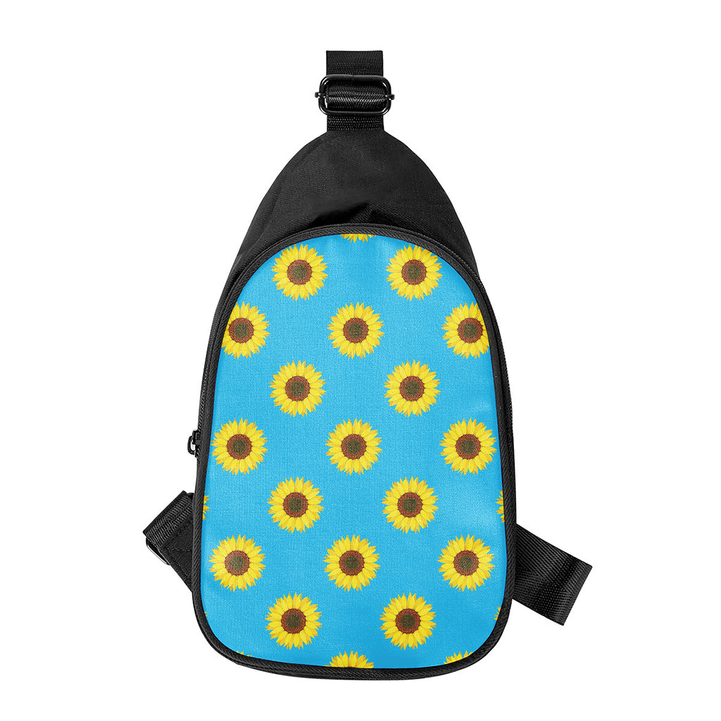 Blue Cute Sunflower Pattern Print Chest Bag