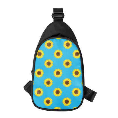Blue Cute Sunflower Pattern Print Chest Bag