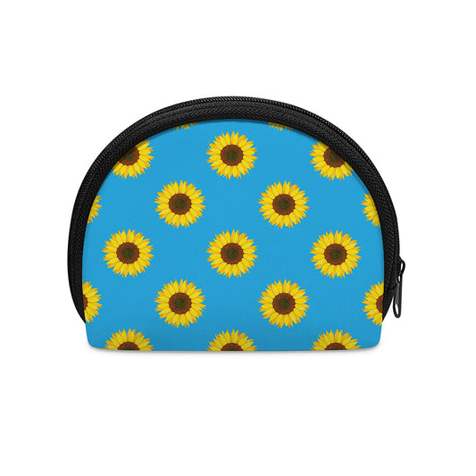 Blue Cute Sunflower Pattern Print Coin Purse