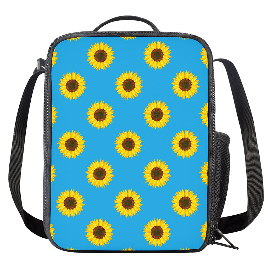 Blue Cute Sunflower Pattern Print Crossbody Lunch Bag