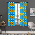 Blue Cute Sunflower Pattern Print Grommet Curtain Panels