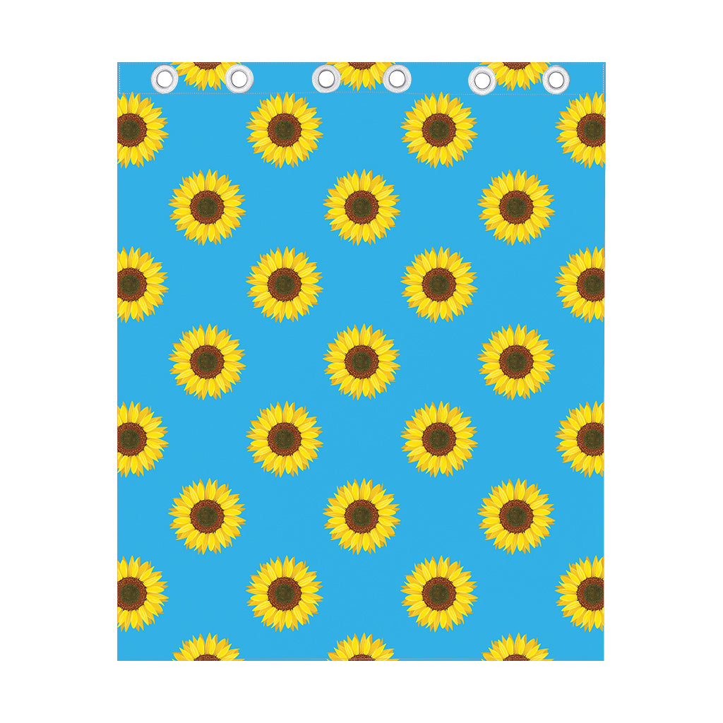 Blue Cute Sunflower Pattern Print Curtain