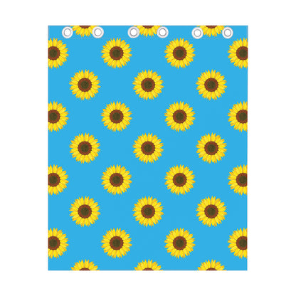 Blue Cute Sunflower Pattern Print Curtain