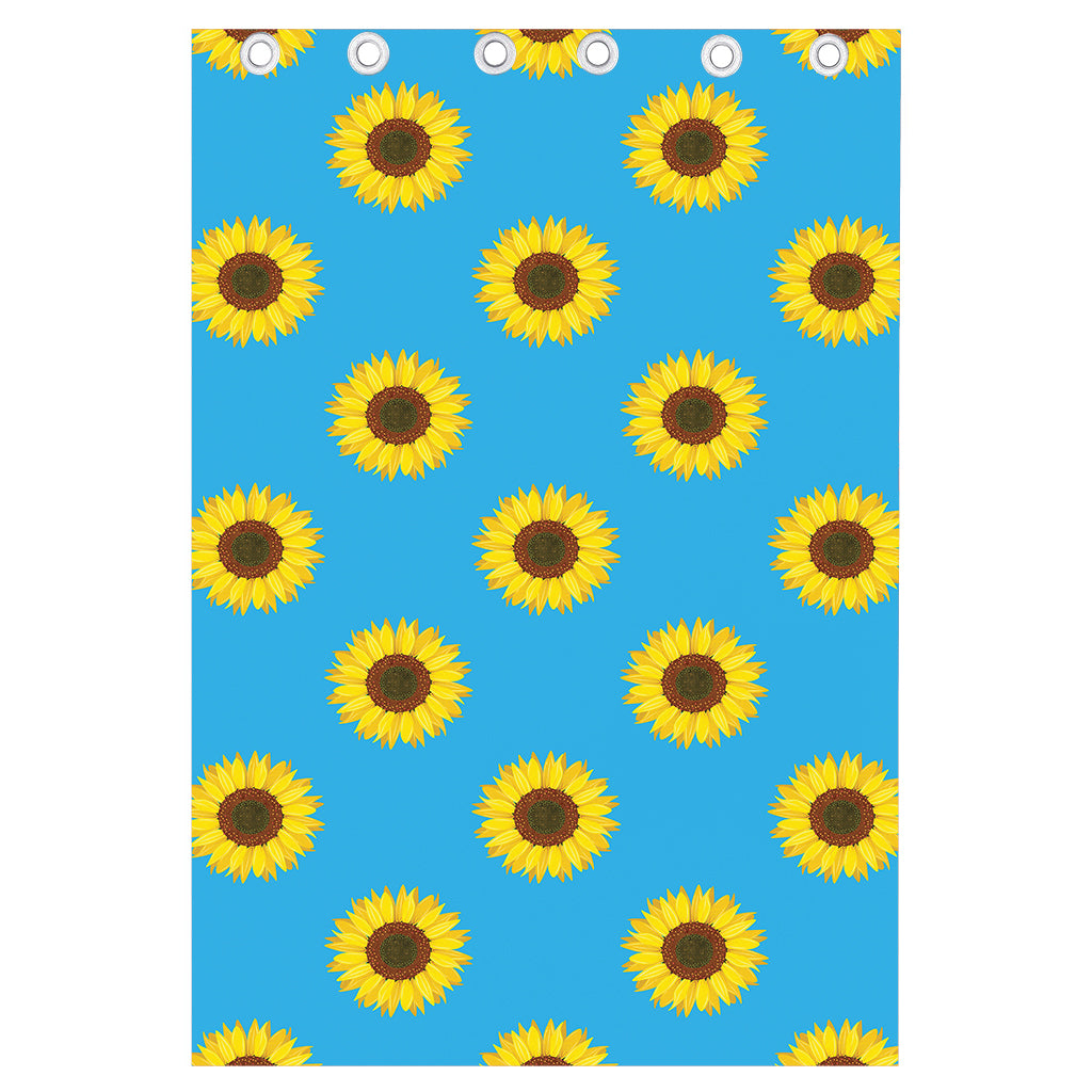 Blue Cute Sunflower Pattern Print Curtain