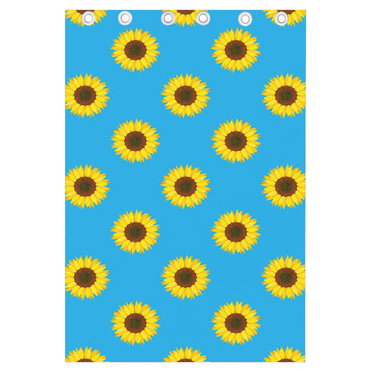 Blue Cute Sunflower Pattern Print Curtain
