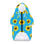 Blue Cute Sunflower Pattern Print Dog Zip Up Hoodie