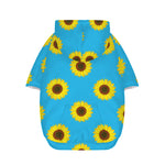 Blue Cute Sunflower Pattern Print Dog Zip Up Hoodie