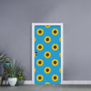 Blue Cute Sunflower Pattern Print Door Sticker