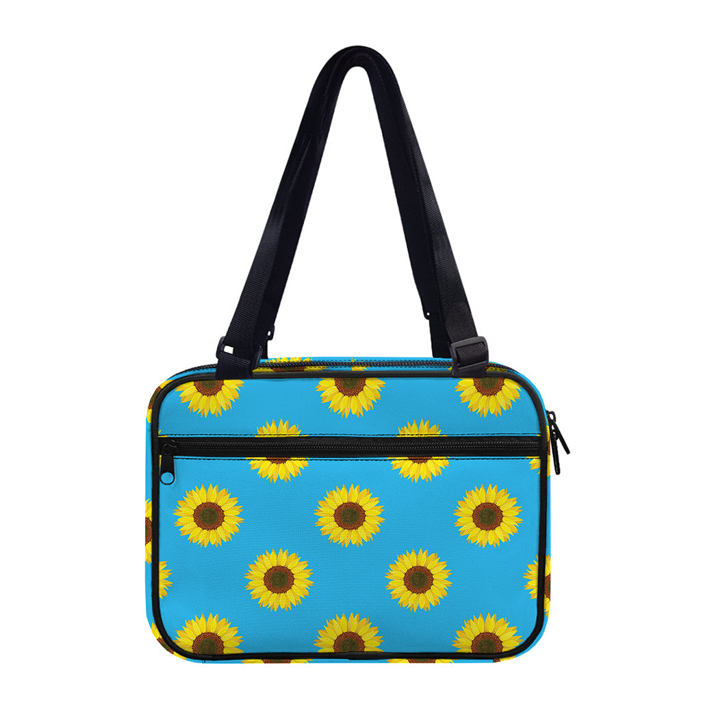 Blue Cute Sunflower Pattern Print Double Strap Bible Bag