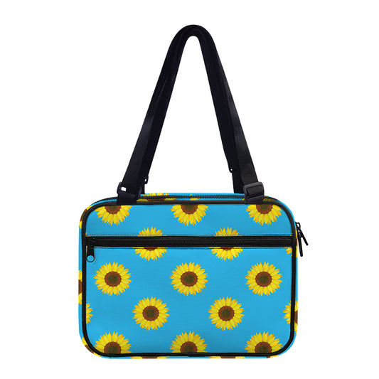 Blue Cute Sunflower Pattern Print Double Strap Bible Bag