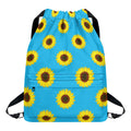 Blue Cute Sunflower Pattern Print Drawstring Backpack