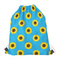 Blue Cute Sunflower Pattern Print Drawstring Bag