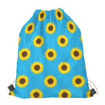 Blue Cute Sunflower Pattern Print Drawstring Bag