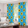 Blue Cute Sunflower Pattern Print Extra Wide Grommet Curtains