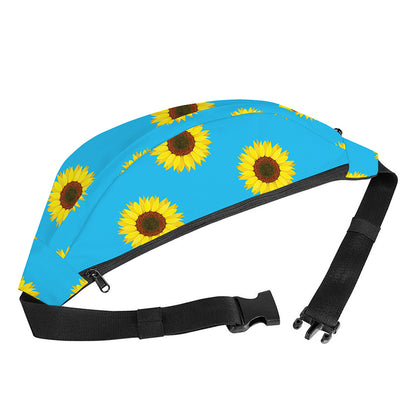 Blue Cute Sunflower Pattern Print Fanny Pack