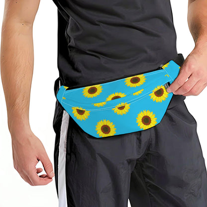 Blue Cute Sunflower Pattern Print Fanny Pack