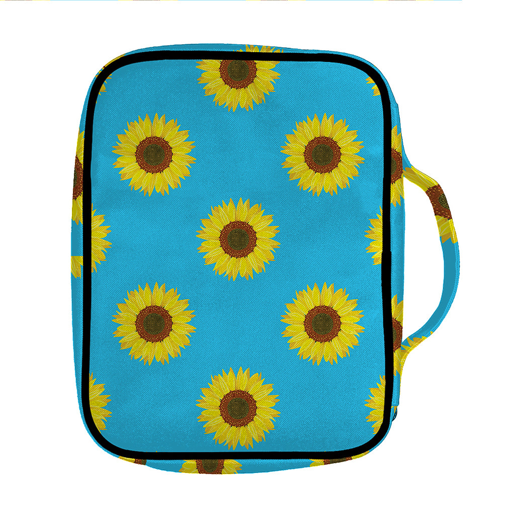 Blue Cute Sunflower Pattern Print Front Pocket Bible Bag