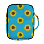 Blue Cute Sunflower Pattern Print Front Pocket Bible Bag