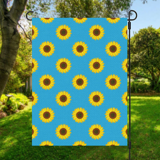 Blue Cute Sunflower Pattern Print Garden Flag