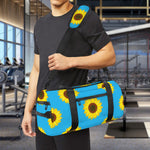 Blue Cute Sunflower Pattern Print Gym Bag