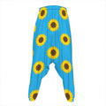 Blue Cute Sunflower Pattern Print Hammer Pants