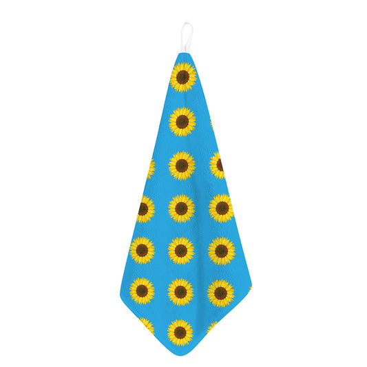 Blue Cute Sunflower Pattern Print Hand Towel