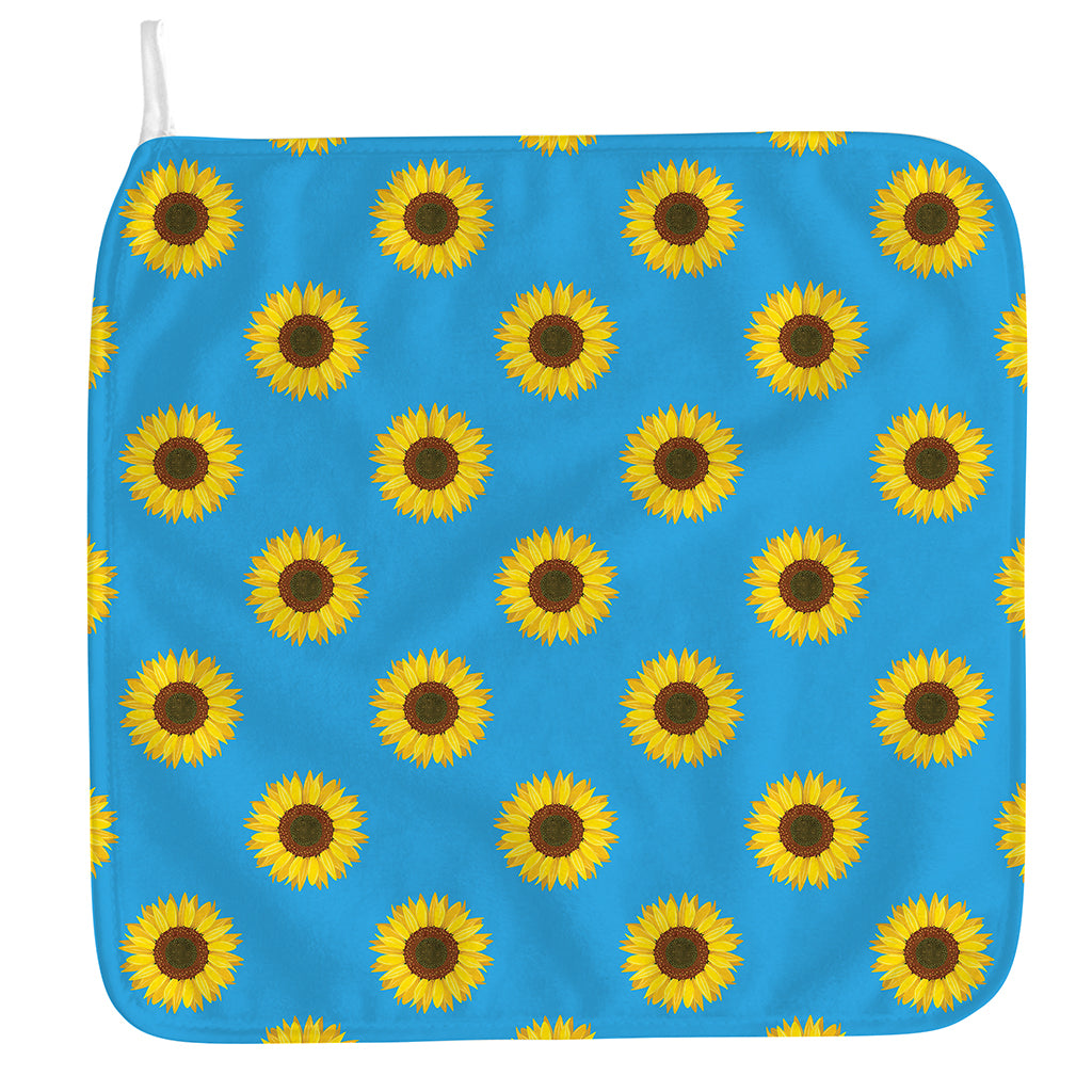 Blue Cute Sunflower Pattern Print Hand Towel